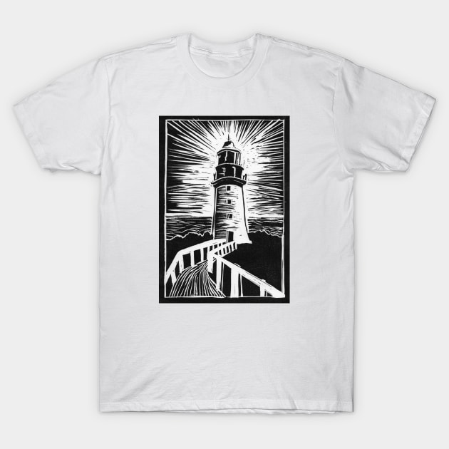 Lighthouse Linocut T-Shirt by TinaPrints